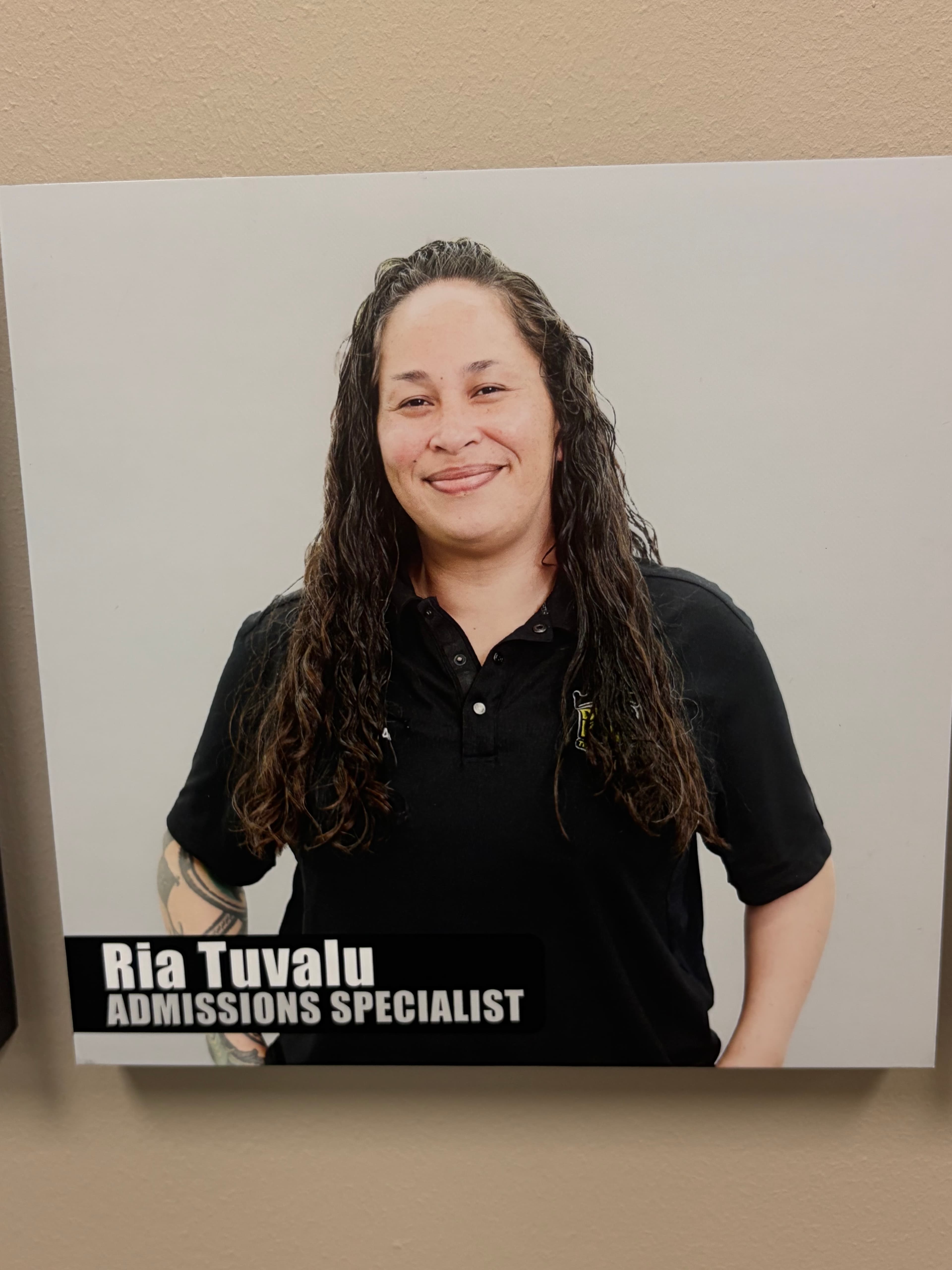 Ria Tuvalu, Admissions Specialist at the training school